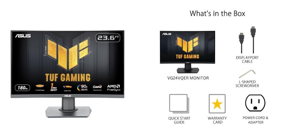 ASUS TUF Gaming VG24VQER 24-inch Curved Gaming Monitor