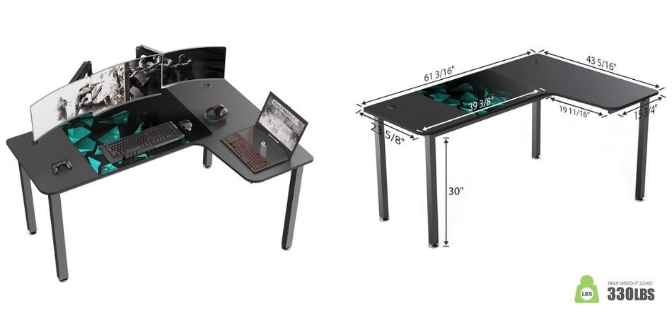 It’s_Organized L-Shaped Gaming Desk, 60-Inch Corner Computer Desk